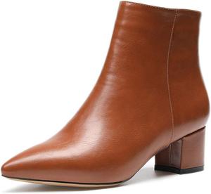 Женские ботинки Castamere с широким каблуком, заостренным носком, на молнии, высота каблука 5 см, Brown Pu