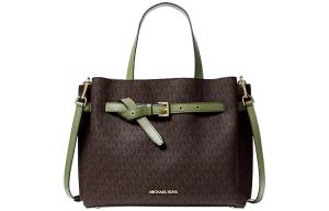MICHAEL KORS Сумка через плечо Emilia Polyester, кросс-боди, женская большая сумка dark brown и grass green