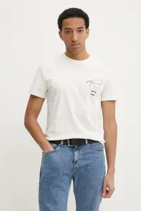 Хлопковая футболка Tommy Jeans, бежевый