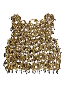 Укороченный топ с пейсли и цепочками Etro, нейтральный