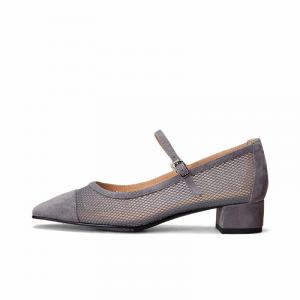 SHOEMAKER QUEEN Туфли Мэри Джейн на массивном каблуке женские - парижский серый, цвет Paris Gray