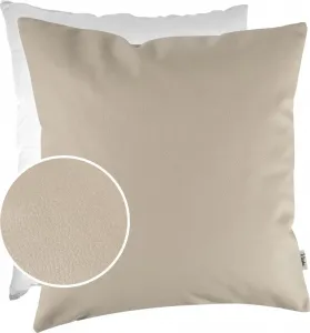 Декоративная подушка с наполнителем KUMO 60х60 см, чехол из дышащей искусственной кожи на молнии, однотонный, имитация кожи, цвет UNI бежевый