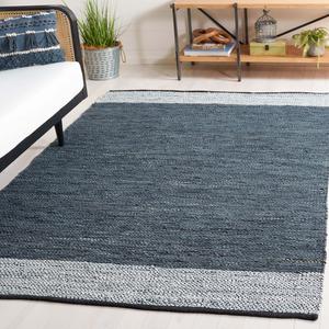 SAFAVIEH Vintage Leather Collection ковер 183 x 275 см - Grey & Silver, ручной работы полосатый Leather & Cotton, идеально для помещений с высокой проходимостью в гостиной, спальне (VTL201A)