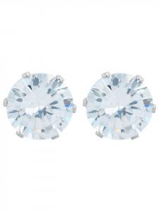 Adeliás Женские серьги - серьги-гвоздики из нержавеющей стали с кубическим цирконием в серебряной оправе