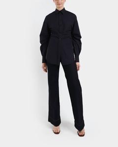 Рубашка с длинными рукавами и складками чернильно-синего цвета Victoria Beckham