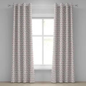 Шторы на люверсах ABAKUHAUS Shabby Flora с вертикальными краями, милые розовые цветы в деревенском стиле, декоративные двухпанельные шторы, 280 см x 260 см, цвет: темно-коралловый, нежно-голубой Abakuhaus