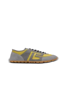 Кроссовки Racer 45 из замши и нейлона Balmain, синий/желтый/коричневый