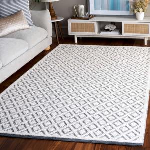 Ковер SAFAVIEH, 183 x 275 см, Vermont Collection, Ivory & Blue, ручной работы из шерсти, идеален для помещений с высокой проходимостью в гостиной, спальне (VRM304M)