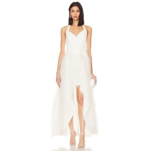 Платье BCBGMAXAZRIA Feathered Evening, белый