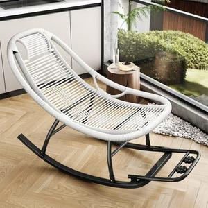 Fantasy Кресло-качалка из ротанга, раскладное, для сна, белое, усиленное, h-образное