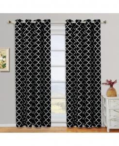 Комплект из двух плотных теплоизолирующих штор Meridian Room Darkening Thermal Insulated Curtain (52"x84"), размер 52"x84" Egyptian Linens, Black/white