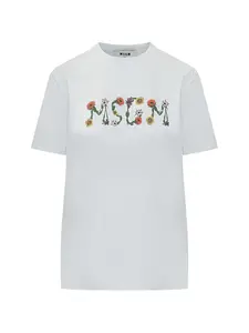 Футболка с цветочным принтом Msgm, белый