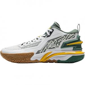 Детские баскетбольные кроссовки с нескользящей подошвой и низким верхом LINING YOUNG, белый/зеленый