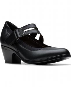 Женские туфли-лодочки Emily2 Janna с круглым носком Clarks, Black Leather
