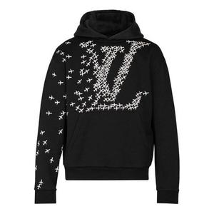 Толстовка lv printed hooded long sleeve sweatshirt for men black Louis Vuitton, черный