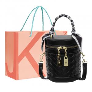 JANE KLAIN Сумка-ведро PU, сумка через плечо, кроссбоди, женская повседневная сумка коричневого/черного/кофейного/розового/экрю цвета, Woven Black