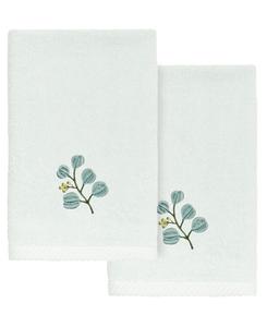Набор из двух полотенец для рук из турецкого хлопка с вышивкой Botanica Linum Home, Aqua, Fingertip Towels