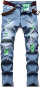 Мужские джинсы Micro-Elastic Cross-Border Spray Ma Liu Slim Pants Broken Color Yarn SIDUFHAOPKLL