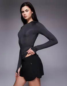 4505 Icon active быстросохнущий топ приталенного кроя с длинными рукавами дымчато-серого цвета