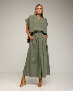 Женские брюки-палаццо с карманами Tantra, оливковый зеленый