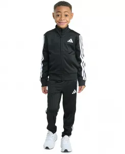 Детский спортивный костюм для малышей и мальчиков с длинным рукавом, 2 предмета: куртка и брюки с трикотажными вставками и 3 полосками adidas, черный