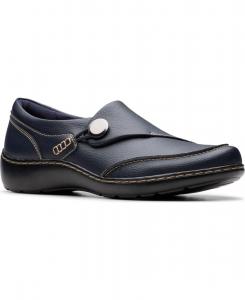 Женские лоферы Cora Teresa с закругленным носком Clarks, Navy Tumbled Leather
