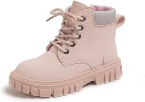 Детские ботильоны для девочек на шнуровке, с молнией сбоку, кожаные, в стиле милитари и гот, короткие прогулочные ботинки Generic, #015