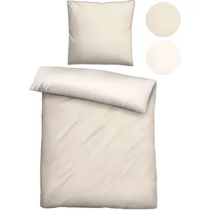 Двустороннее постельное белье Biberna «Хелена», тонкий блеск + мягкость, простота в уходе, можно использовать круглый год, молния, цвет natur