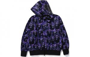 Толстовка с капюшоном BAPE Ape Head Graffiti Shark на молнии A Bathing Ape, черный