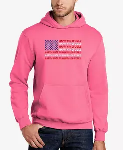 Мужская толстовка с капюшоном Happy 4th Of July Word Art LA Pop Art, розовый