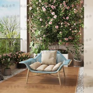 Yu Senyi Кресло-шезлонг из ротанга для балкона, peacock blue, усиленное и утолщенное