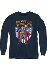 Футболка с длинным рукавом Superman All American Youth Gildan, темно-синий