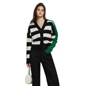 ELLE Кардиган V-образного выреза с черно-белой полоской