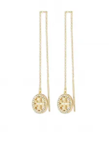Серьги Threader с паве Tory Burch, золотистый