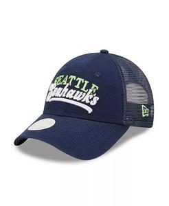 Женская темно-синяя кепка с капюшоном Seattle Seahawks Team Trucker 9FORTY Snapback New Era, синий