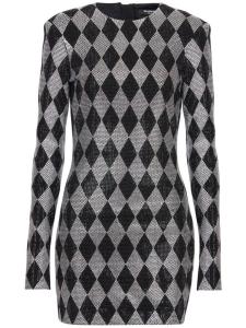 Balmain платье мини с кристаллами, черный