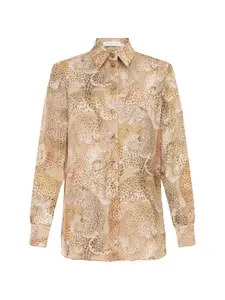 Рубашка с леопардовым принтом и пуговицами Zimmermann, бежевый