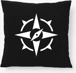 Подушка-компас Huuraa, подарочная, 40x40 см, с наполнителем из черного хлопка, декоративная в виде компаса Hellweg Druckerei