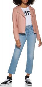 Женская байкерская куртка Levi's 538 из веганской кожи (стандартный и большой размер), Cameo Pink