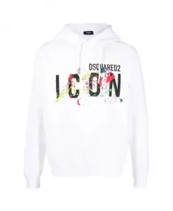 Худи Icon с брызгами краски Dsquared2, белый