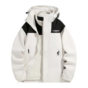 Куртка Unisex с отстегивающимся капюшоном Moderate HUANQIU, экрю 3-in-1[detachable liner]