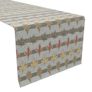 Настольная дорожка, 100 % хлопок, 16x72 дюйма, осенние листья в полоску.