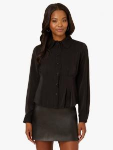 Рубашка с длинными рукавами и кружевной отделкой Adrianna Papell, Black