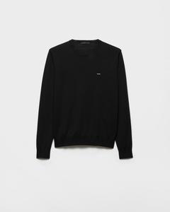 Джемпер с круглым вырезом из сверхтонкой шерсти Prada, черный