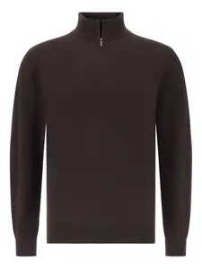 Шерстяной свитер с воротником на молнии Boggi Milano, коричневый