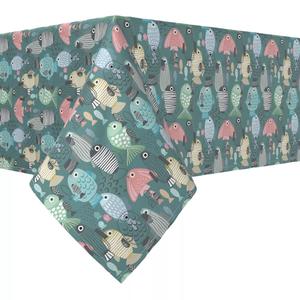 Прямоугольная скатерть, 100 % хлопок, 52x120 дюймов, абстрактная рыба