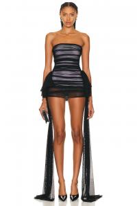 Платье Norma Kamali Strapless Bill Pickleball, цвет Black & Snow White