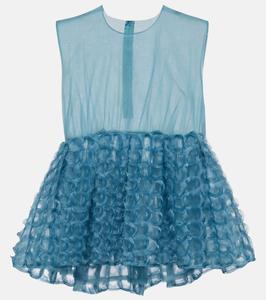 Топ из тюля с оборками Noir Kei Ninomiya, Blue Peacook
