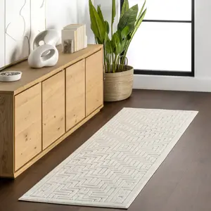 Геометрический коврик Zinnia для помещений и улицы nuLOOM, 76x244 см, кремовый