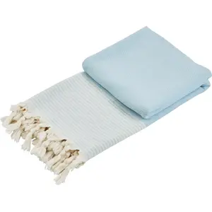 Турецкие банные полотенца Calina из легкого хлопкового материала Done., Hellblau-wollweiß